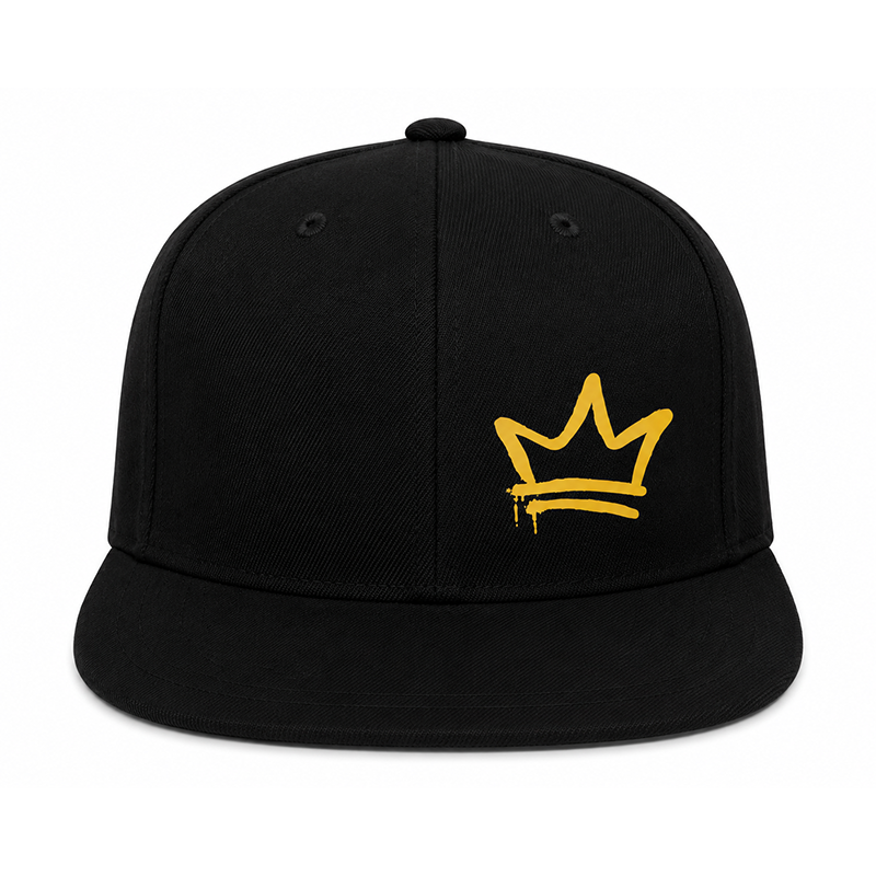Spray Crown Snapback Hat - Black